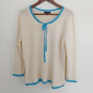 Land's End 100% Cashmere Tie Neck Sweater Size Large